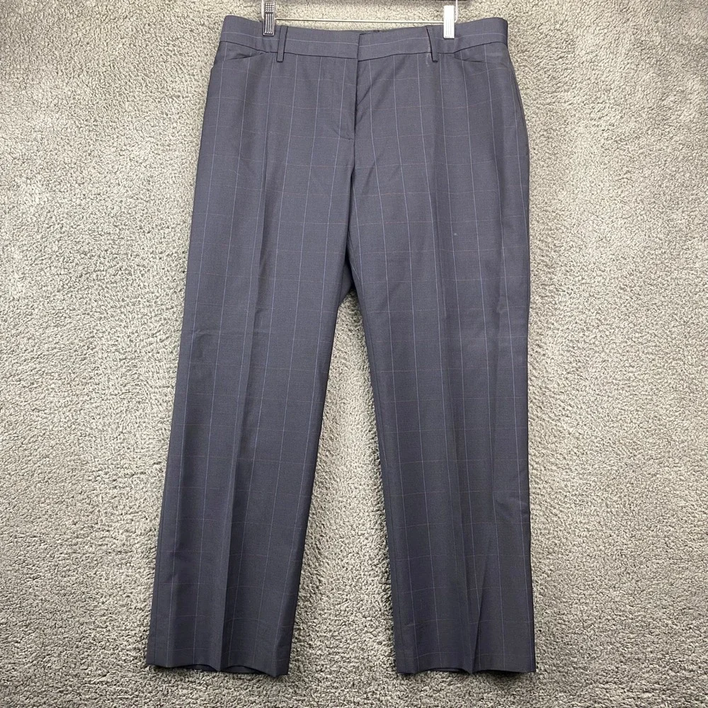 J. Crew Wool Plaid Low Fit Dress Pants Mens‎ Size 12 Gray Career Work